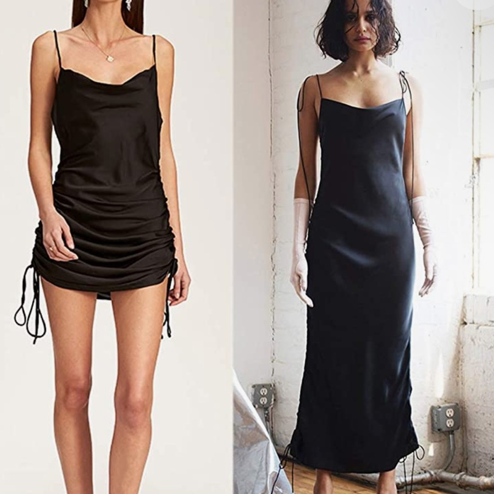 Black Satin Dress 2 Ways